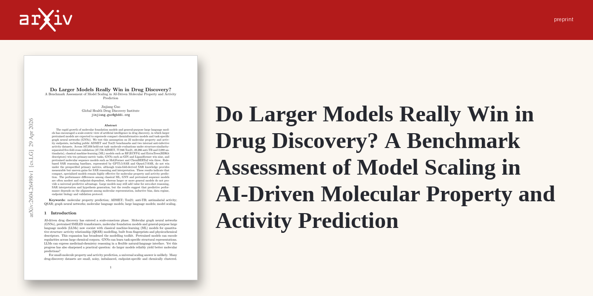 Bigger models don't win in drug discovery