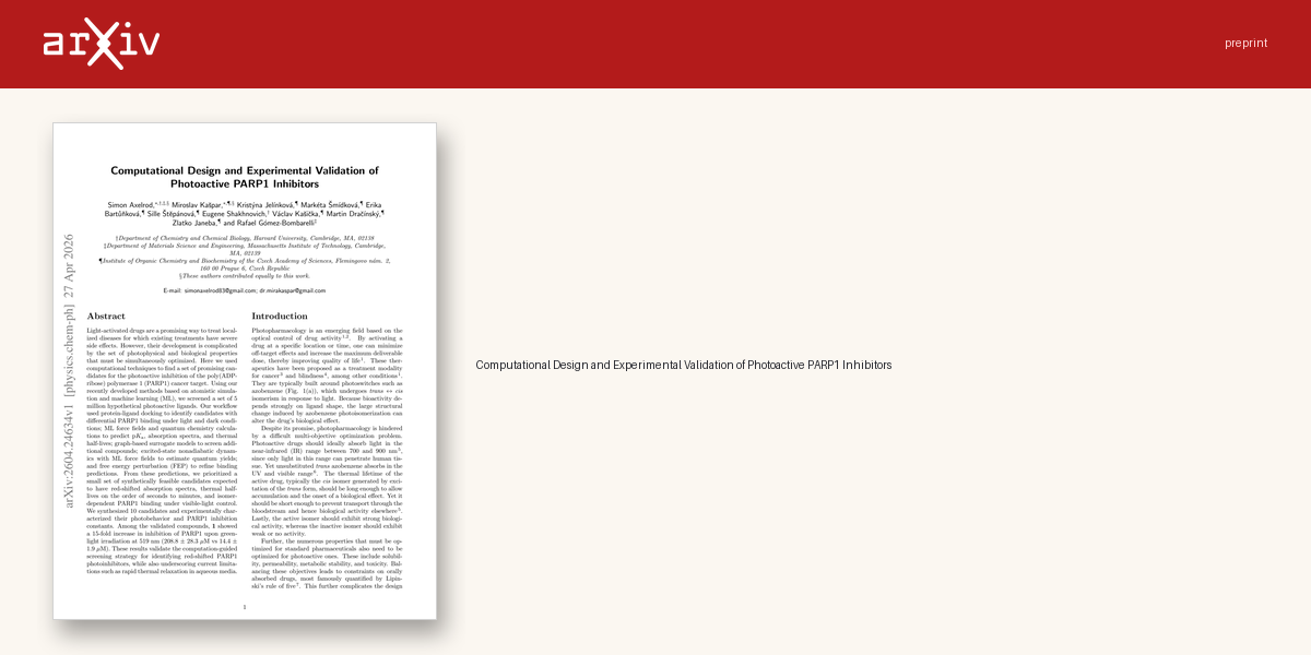 AI-designed photoactivatable PARP1 inhibitors validated