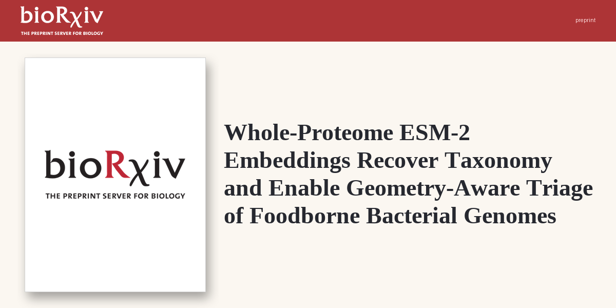 ESM-2 embeddings triage foodborne pathogens
