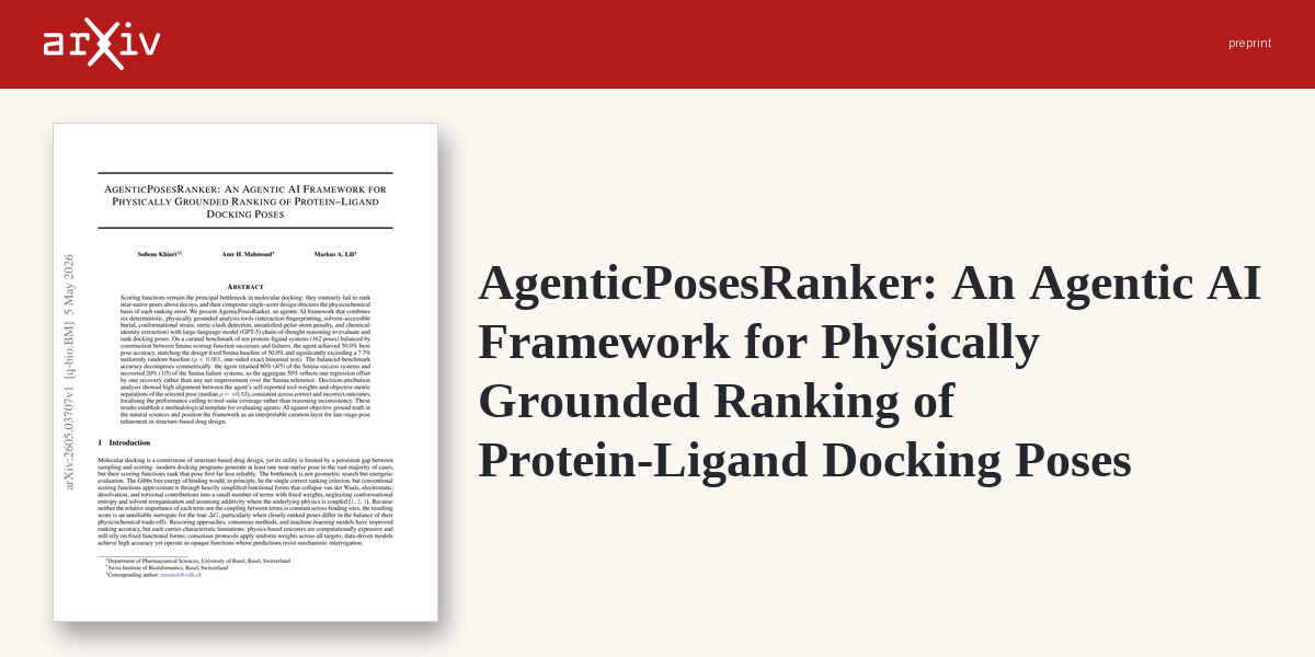 Agent re-scores docking poses with physics