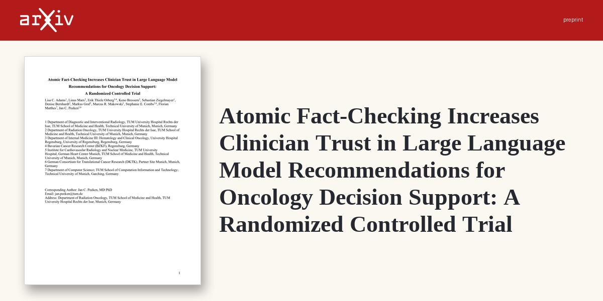 Fact-checking boosts LLM trust in oncology